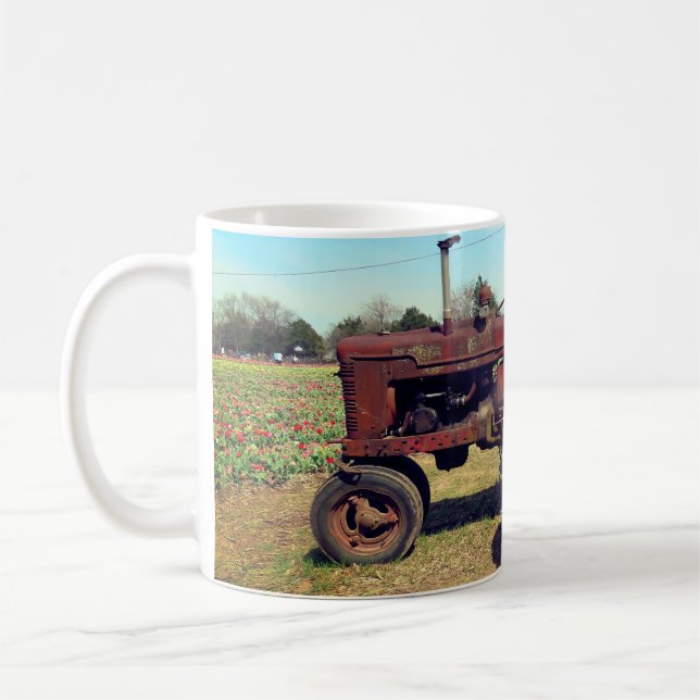 Taza De Café Tractor de granja antigua (Izquierda)
