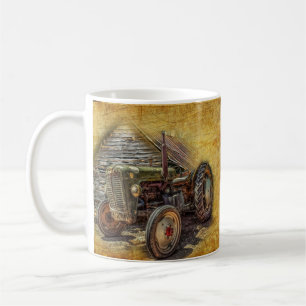 Taza De Café Tractor de granjas de cosecha de vintage Old Barn