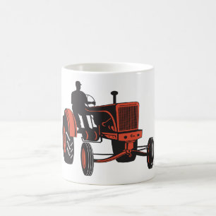 Taza De Café Tractor Rojo Antiguo Tractor Retro Agricultor