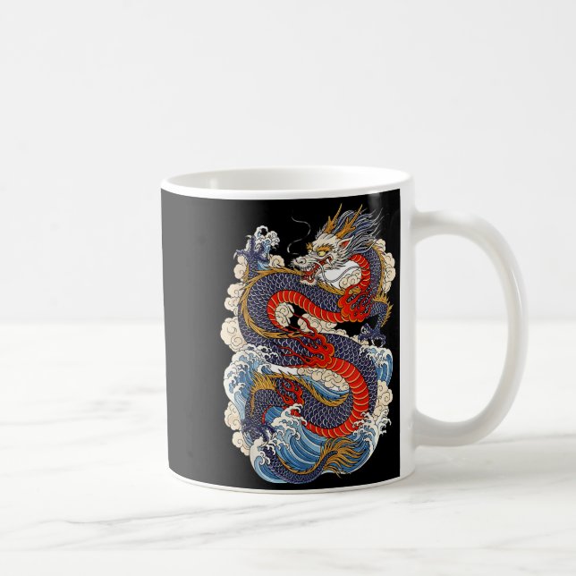 Taza De Café Traditional Chinese Dragon East Asia Dragon Ukiyoe (Derecha)