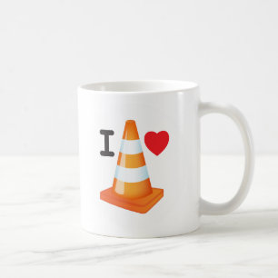 Taza De Café Tráfico de rayas blancas y naranjas Cono corazón d