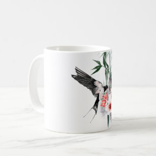 Taza De Café Tragar con Bambú y flores Clásico