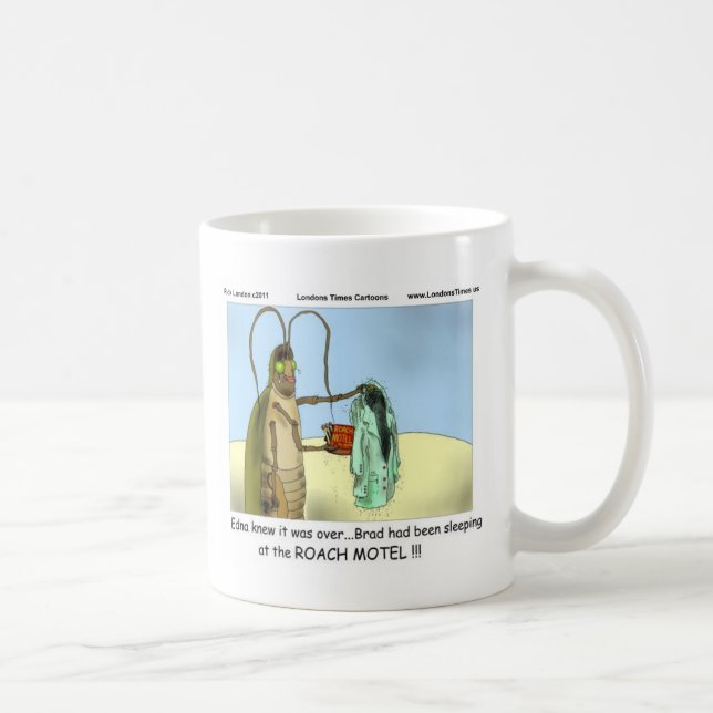 Taza De Café Tragedia @ Roach Motel Funny Gifts Tees Mugs Etc (Derecha)