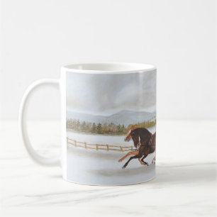 Taza de café traída por caballo del trineo