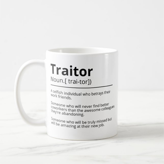 Taza De Café Traidor gracioso personalizado que deja la gi de m (Izquierda)