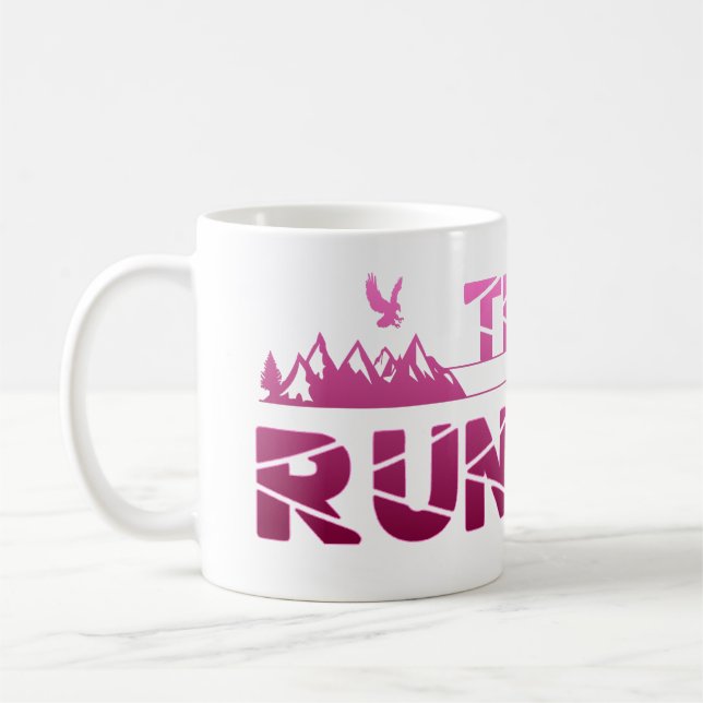 Taza De Café Trail Running Adler Berge Wald Schuhe Profil pink (Izquierda)