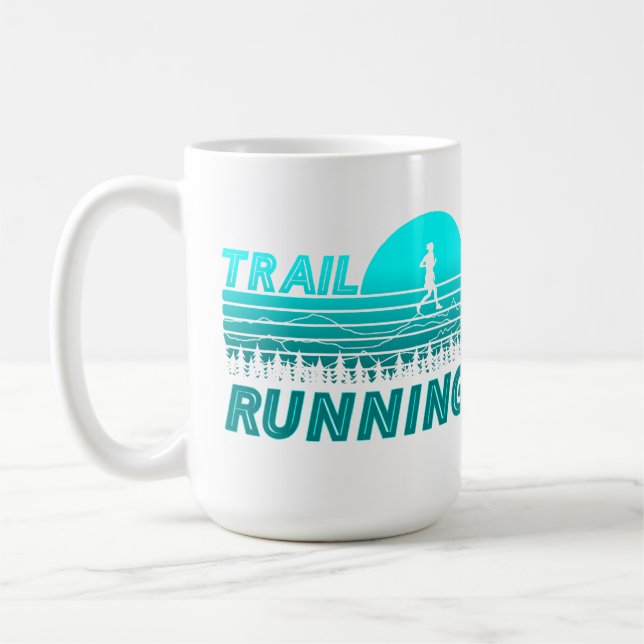 Taza De Café Trail Running blauen Sonnenuntergang mit Bergen  (Izquierda)
