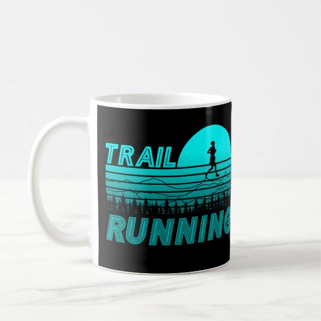 Taza De Café Trail Running blauen Sonnenuntergang mit Bergen (Izquierda)