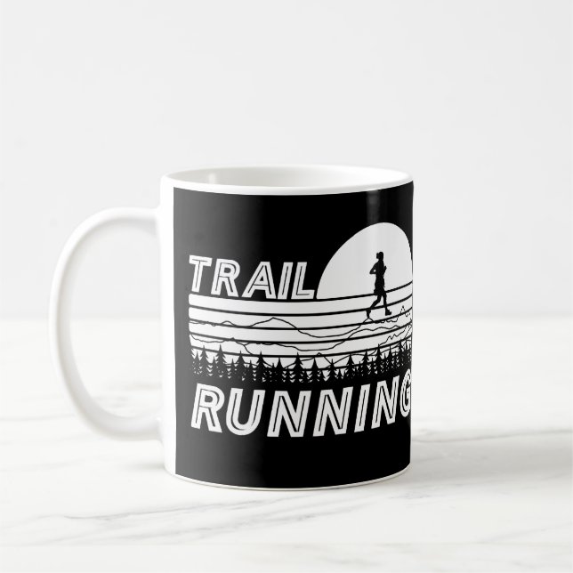 Taza De Café Trail Running im Sonnenuntergang mit Bergen und Wa (Izquierda)