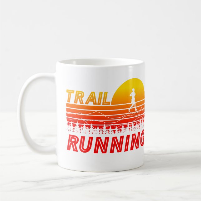 Taza De Café Trail Running orangen Sonnenuntergang mit Bergen (Izquierda)