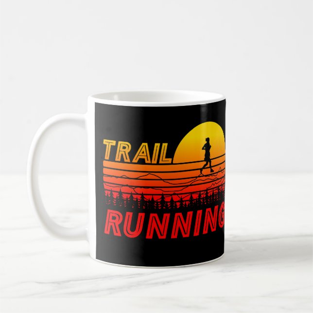 Taza De Café Trail Running orangen Sonnenuntergang mit Bergen (Izquierda)