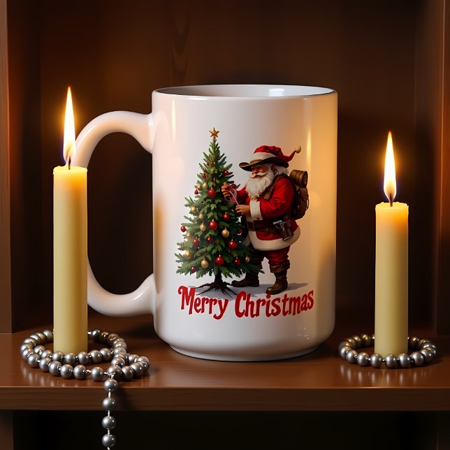 Taza De Café Trail Santa Decorates Tree (Subido por el creador)