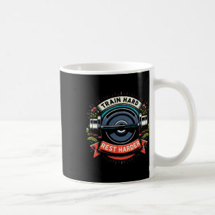 Taza De Café Train Hart Rest Harder Barbell Bodybuilding