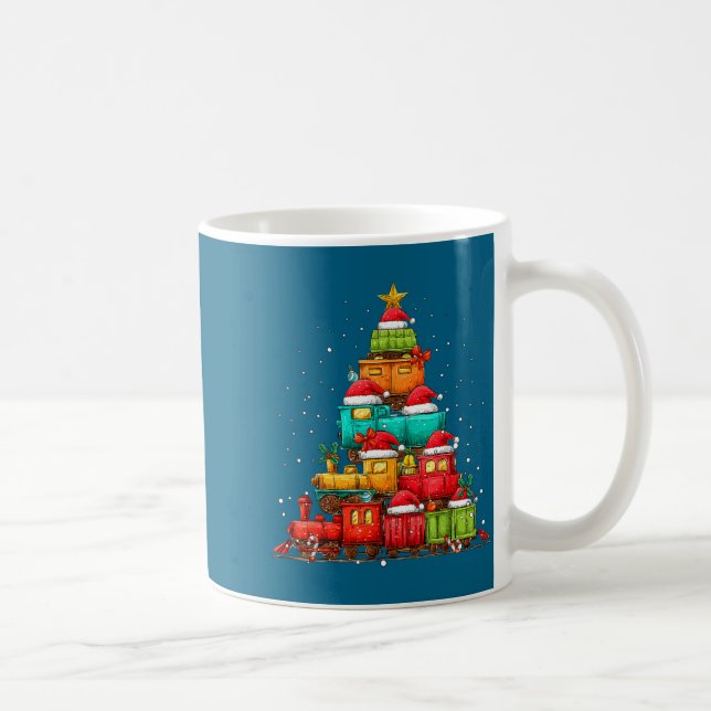 Taza De Café Train Railroad Locomotive Christmas Tree Xmas Hat  (Derecha)