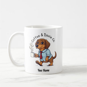 Taza De Café Traje de Negocios de Dachshund Divertido Café 