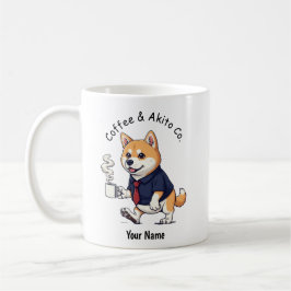 Taza De Café Traje de negocios divertido perro Akita Café