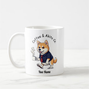 Taza De Café Traje de negocios divertido perro Akita Café