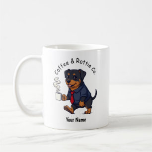 Taza De Café Traje de negocios divertido perro Rottweiler café
