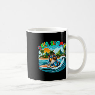 Taza De Café Traje de verano Sheltie Sungles Surfing en la play