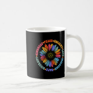 Taza De Café Traje Floral de Girasol Partidario de la Paz Mundi