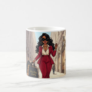 Taza De Café Traje Rojo de Poder para Jefa Inteligente y Fuerte