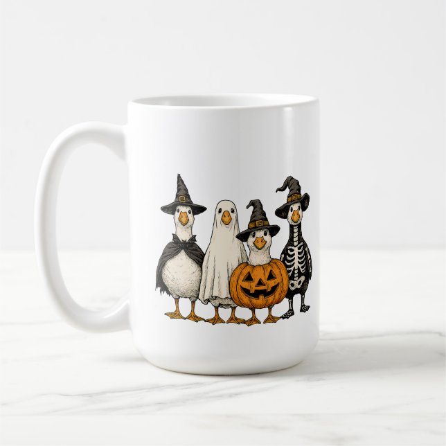 Taza De Café Trajes de ganso de Halloween | Witch Ghost Pumpki (Izquierda)