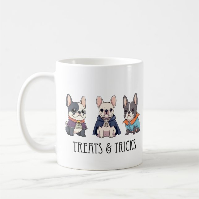 Taza De Café Trajes y trucos de halloween en Bulldog francés (Izquierda)
