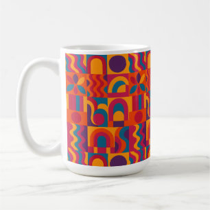Taza De Café Trama abstracta negrita - Patrón retro vibrante