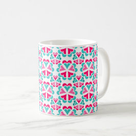Taza De Café Trama de café de dos tonos de floral artística