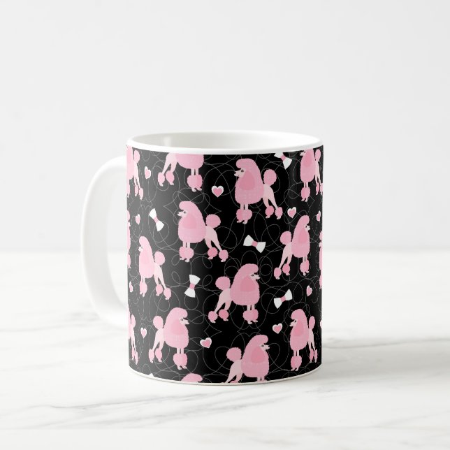 Taza De Café Trama de cangrejos rosados y arcos negros (Anverso izquierdo)