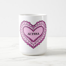 Taza De Café Trama de diseño de corazón rosado para Chicas, Cop