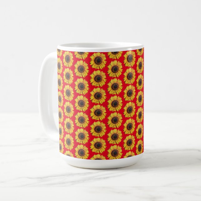 Taza De Café Trama de flor de girasol brillante suave (Anverso izquierdo)