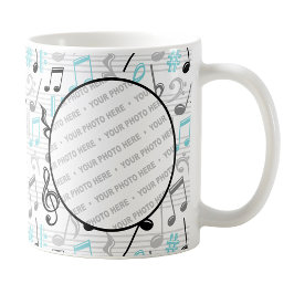 Taza De Café Trama de fotografía del patrón de música turquesa