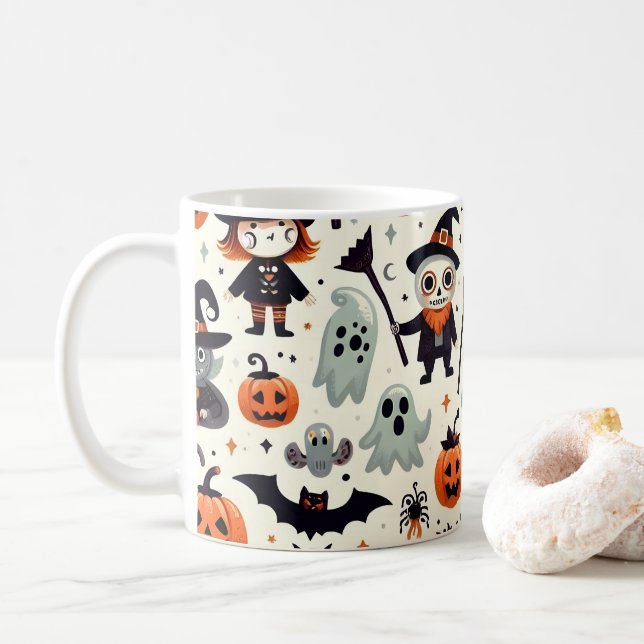 Taza De Café Trama de Halloween con sabor y sabor (Con donut)