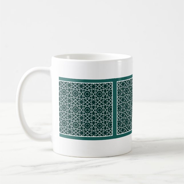 Taza De Café Trama de patrón de celosía verde (Izquierda)