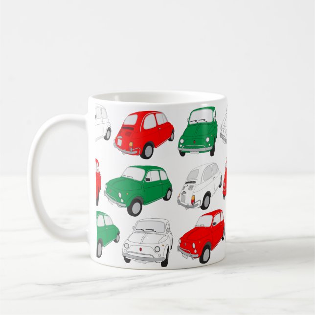 Taza De Café Trama de patrón de coche italiano verde, blanco y  (Izquierda)