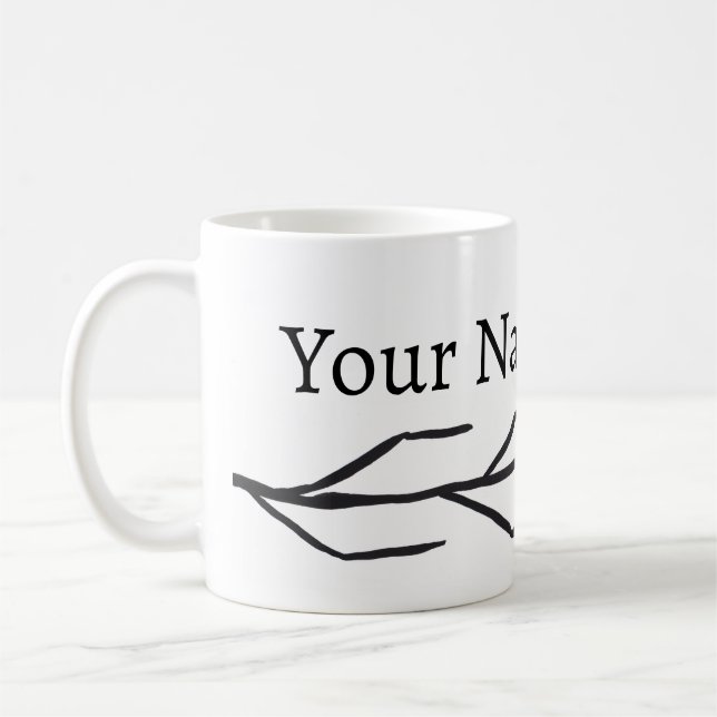 Taza De Café Trama de ramas de tinta monocroma (Izquierda)