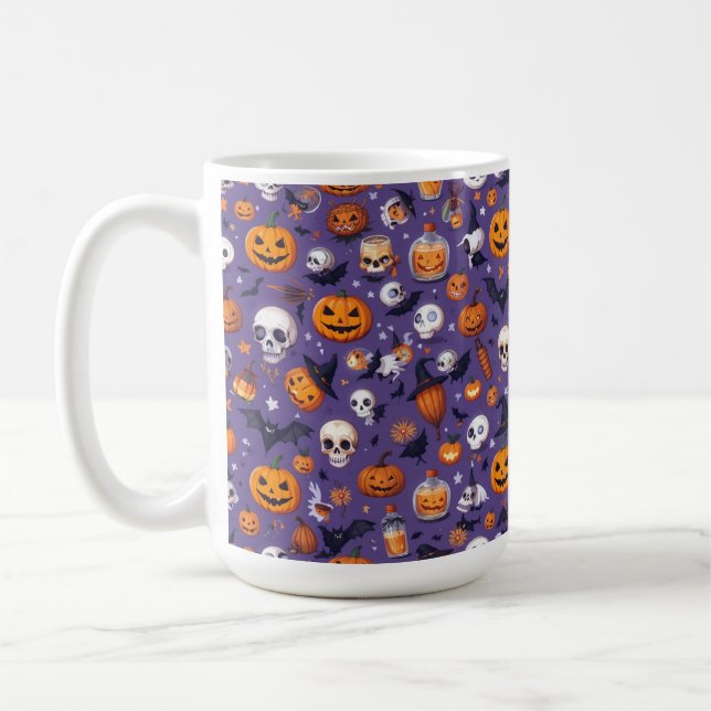 Taza De Café Trama del festival Purple Skull & Pumpkin (Izquierda)