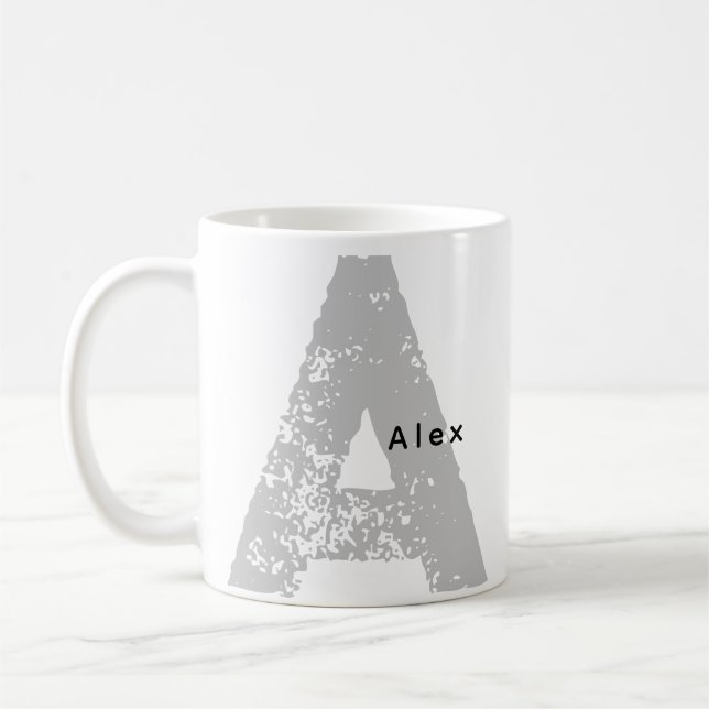 Taza De Café Tramitación Monogramada Inicial y Nombre Mug (Izquierda)