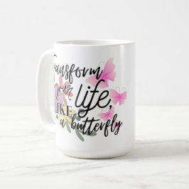 Taza De Café Transformar tu vida, como un diseño de mariposa