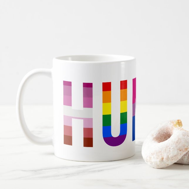 Taza De Café Transgénero del mes del orgullo gay por la bandera (Con donut)