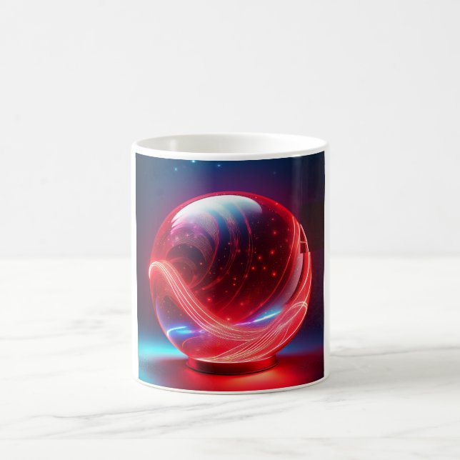 Taza De Café Transparent Reflective  Red Globe With Starbursts (Centro)