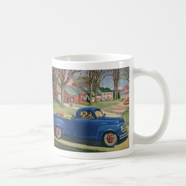 Taza De Café Transporte de época, Camión azul clásico (Derecha)