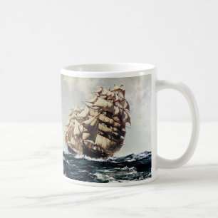 Taza De Café Transporte de vintage, barcos de alpinistas en los