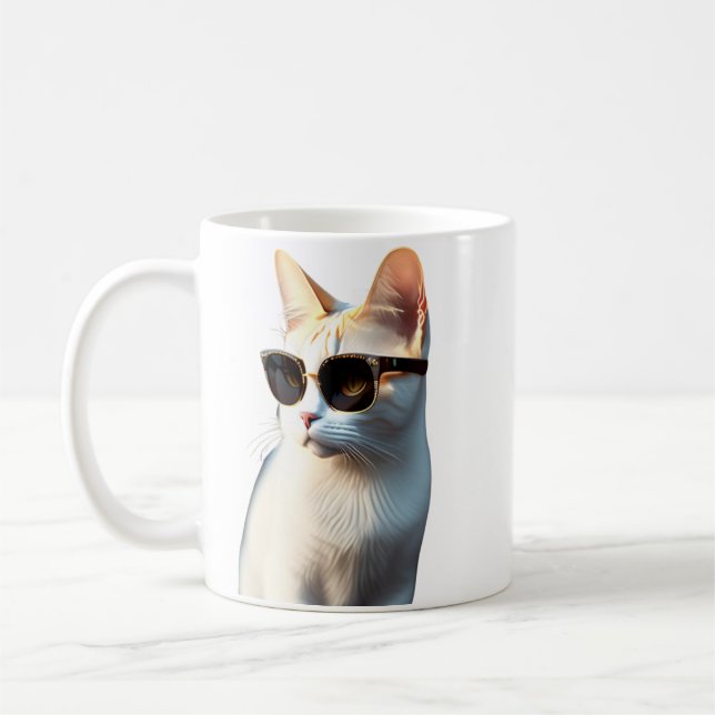 Taza De Café Trapo de café óptico para gatos blancos (Izquierda)