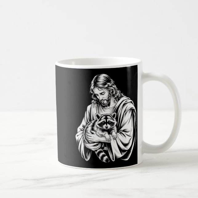 Taza De Café Trash Panda Jesus Raccoon Trashed Racoon Animal Ra (Derecha)