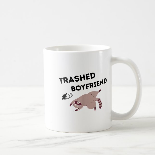 Taza De Café Trashed Boyfriend, Funny Trashed Panda Couples Pre (Derecha)