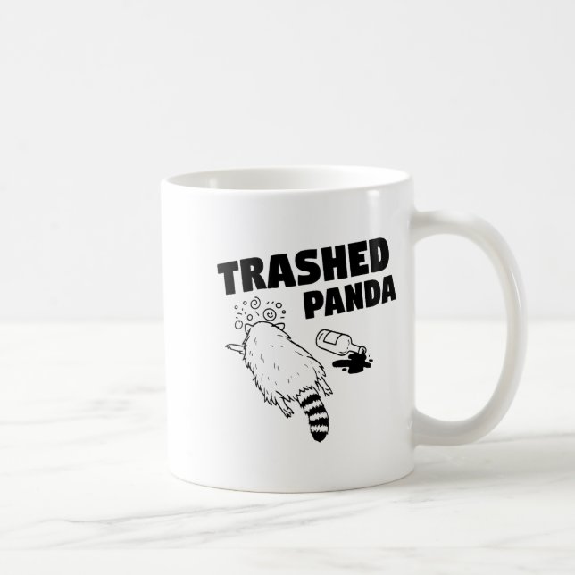 Taza De Café Trashed Panda, Funny Drunk Raccoon, Funny Trash Pa (Derecha)