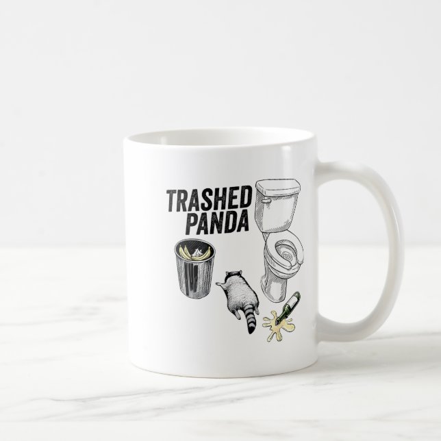 Taza De Café Trashed Panda, Funny Drunk Raccoon, Trash Panda Hu (Derecha)