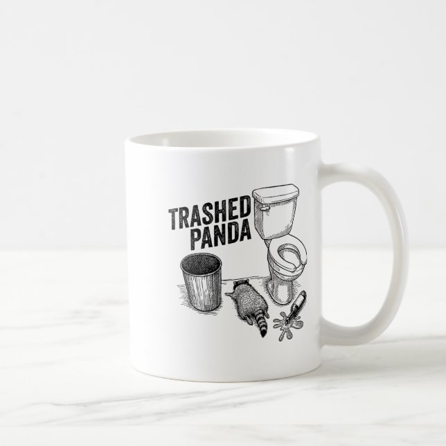 Taza De Café Trashed Panda, Funny Drunk Raccoon, Trash Panda Hu (Derecha)